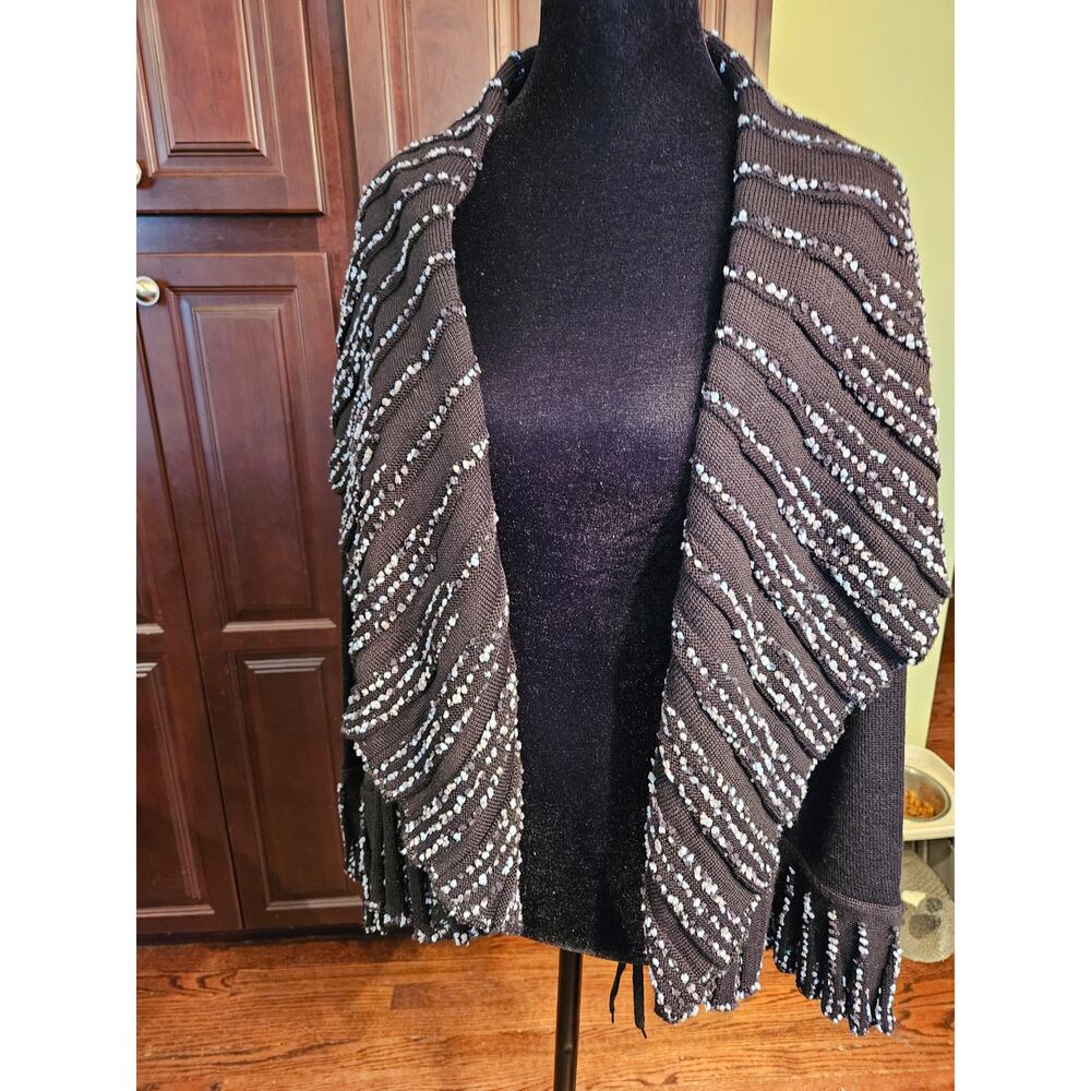 ANGEL DESIGN by Sabri Ozel black white striped cardigan sweater size XL